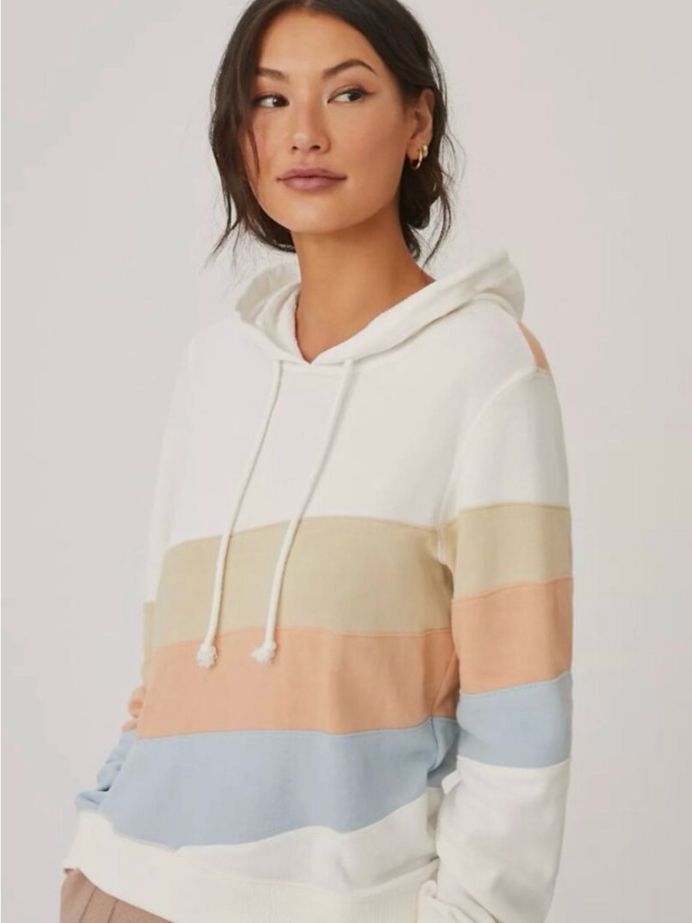 Faherty Cream Hoodie with Sunrise Patch in Yellow, Peach & Blue - Picture 2 of 3